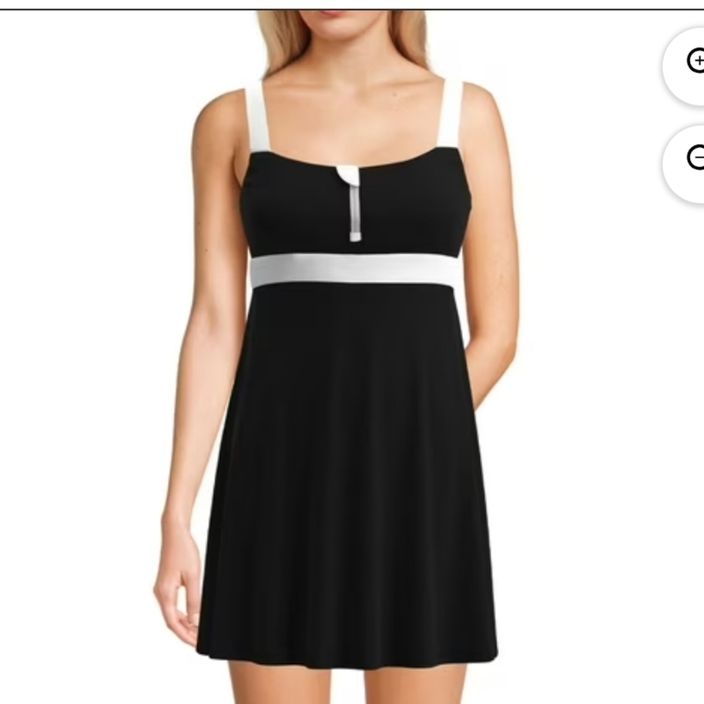 XL Lands' End Black and White Swim Dress